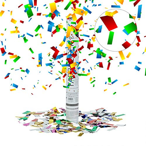 Relaxdays Cannone spara coriandoli da 40 cm, gittata di 6-8 metri, idea regalo decorazione matrimonio, colorato