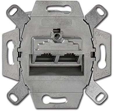 BUSCH JÄGER Komplettset / 2er Netzwerkdose - 2-fach UAE Anschlussdose Cat.6A UAE + 1 Fach Rahmen + Abdeckung - in Busch Jäger Reflex SI Alpinweiß