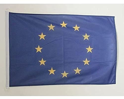 AZ FLAG - Drapeau Europe Spécial Extérieur - 90x60 cm - Pavillon Nautique Européen - Union Européenne - Ue En Maille Bloquée Avec Anneaux Plastiques Intégrés - 80g