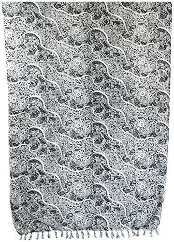 Sarong Pareo Wickelrock Strandtuch Tuch zum Binden Paisley II schwarz-Weiss/große Auswahl schönste Farben/Sauna-Tuch Wickelkleid Schal Wickeltuch Bademode Freizeitmode Sommermode/aus 100% Viskose
