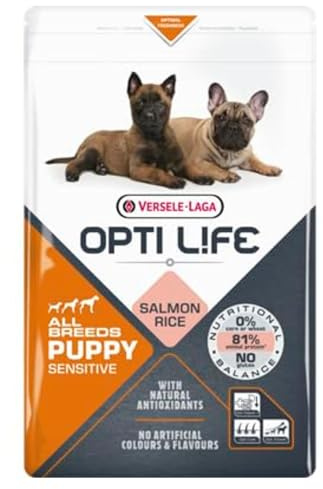Opti Life Puppy Sensitives Mono-Protein Trockenfutter mit Lachs, für Welpen Aller Größen, 2,5 kg