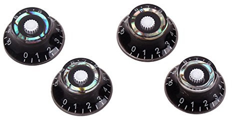 Gazechimp 4 Stück 4-facher Geschwindigkeit Knöpfe Potiknöpfe Für Les Paul Elektrische Gitarre Gibson Schwarz, Hohe Qualität und Haltbar
