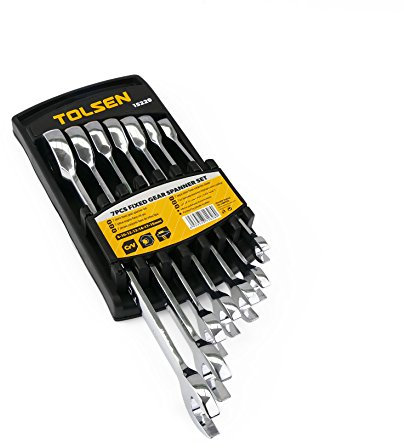 TOLSEN HW84-VCES Estuche de 7 llaves fijas (boca abierta y carraca de herramientas)