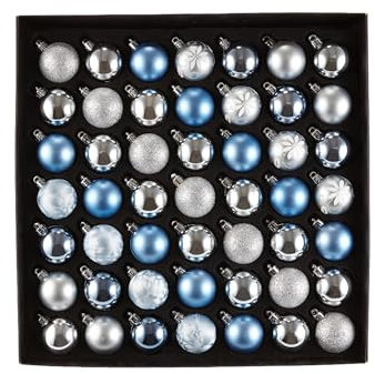 Heitmann Deco - Lot de 49 Boules de Noël - Décoration de Noël Bleue et argentée à Suspendre - Boules en Plastique