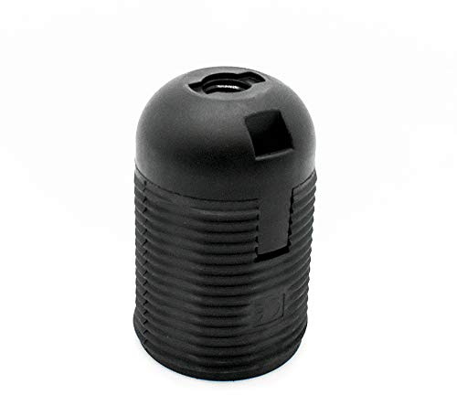 E27 Fassung Schwarz M10x1 Metallgewinde Thermoplast Lampenfassung mit Gewindemantel und Aufsteckkappe