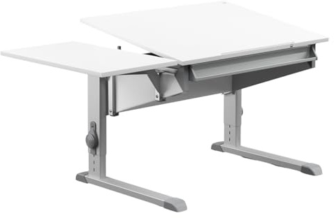 Moll Sprinter CP Kinderschreibtisch höhenverstellbar | mitwachsend, ergonomisch & neigbar für aufrechtes Sitzen | ideal für Schulkinder | Schreibtisch weiß optional mit Schublade | Made in Germany