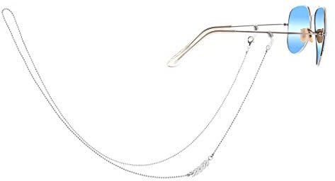 Yienate Bohemia Damen Brillenketten V-förmige Legierung Brillenhalter Kette Brillen-Zubehör Brillen-Halter - Brillen-Halter - Sonnenbrillen-Retainer Strap (Silber)