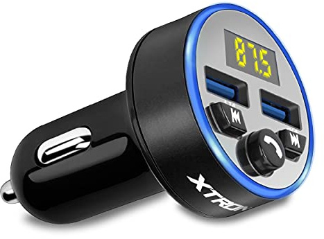 XTRONS Car Cigar Lighter Auto Bluetooth FM Transmitter Wireless MP3 Player with Dual-USB Ports with Hands-free Call Wireless Bluetooth Device