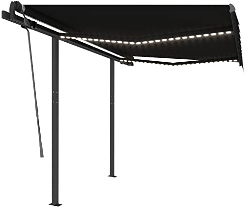 vidaXL Gelenkarmmarkise Einziehbar mit LED Markise Sonnenmarkise Balkonmarkise Sonnenschutz Sichtschutz Terrasse Garten 3x2,5m Anthrazit