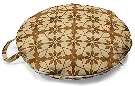 ABAKUHAUS Jahrgang Rundes Bodenkissen mit Griff, Antik Marokkanische Sterne, dekoratives Kissen für Wohnzimmer & Schlafsäle, 45 cm, Beige und Karamell