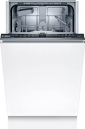 Bosch SRV2HKX41E Serie 2 Geschirrspüler Vollintegriert, 45 cm breit, Besteckkorb, Extra Trocknen auf Knopfdruck, InfoLight rot, AquaStop Schutz gegen Wasserschäden, Mehrfarbig