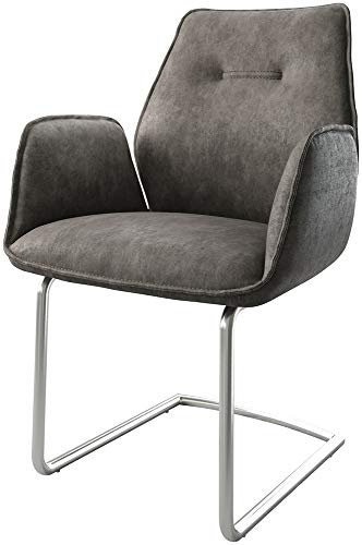 Schwingstuhl Zoa-Flex Freischwinger rund Edelstahl Mikrofaser Anthrazit Vintage Taschenfederkern