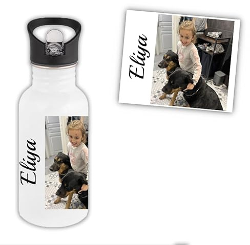 Tendance Cadeau Gourde personnalisée enfant 500mL – Modèle avec photo et prénom – Aluminium, acier inoxydable ou isotherme – Léger, anti-fuite, école, sport, sortie