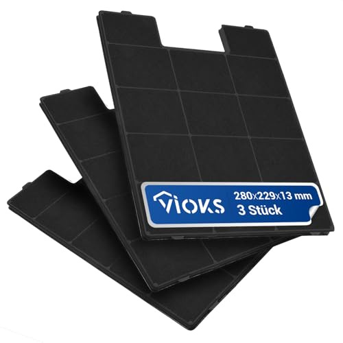 VIOKS Aktivt kolfilter frånluft 3 x set filter köksfläkt kan skäras till storlek för Amica KF 17131 & KF 17133 kolfilter kan skäras till/ångfilter fläkt/Cleanair aktivt kolfilter