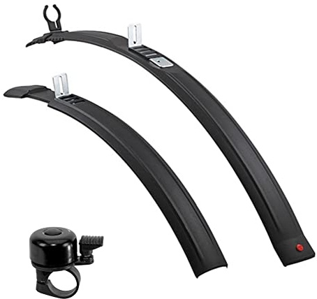 Hebie 0770E NATTER 26-29 MTB Fahrrad Schutzblech Steckblechsatz Set Schwarz inkl. Fahrradklingel