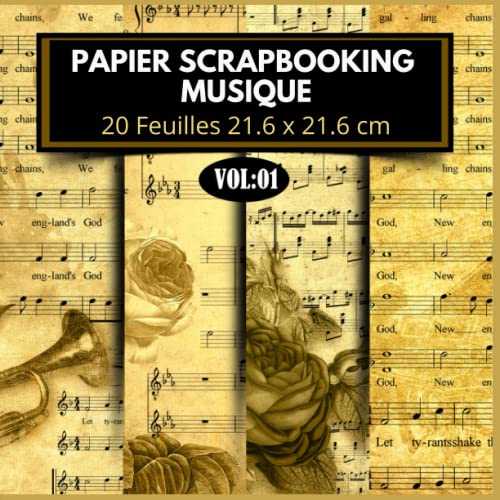 Musique Papiers vintage Scrapbook: Papier Scrapbooking Musique : Music Pattern For Scrapbooking, papeterie décorative pour Scrapbooking, Journal ... Origami, Premium Paper Size 8.5”x8.5”