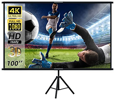 220 x 270 cm Projection Screen on Tripod/Tripod/Quick Installation in a Few Minutes, Perfect for Home theaters, Offices, presentations Or School