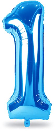 40'' Blue Number 1 Balloons, Giant Self Inflating Foil Number Balloons Set 0-9, Large Digital 1 Helium Balloon for Men Boys 1st Birthday Baby Shower Party Decorations Anniversary Photo Shoot Supplies