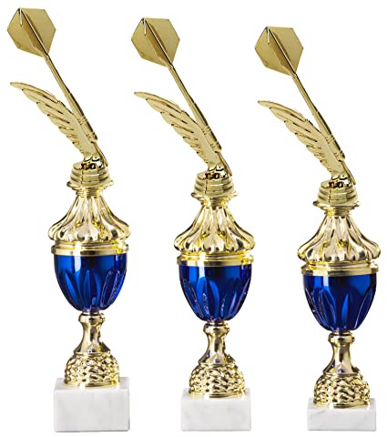 eberin Pokal Gold-blau 37,8 cm - Trophäe Award mit Gravur & Marmorsockel | Großer Siegerpokal mit individueller Wunschgravur, glänzendem Kelch und echtem Marmor für Turniere, Sport und Events.