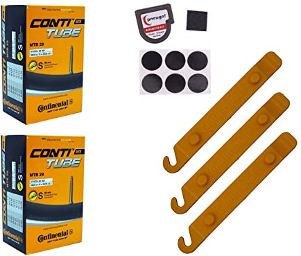 2X Fahrrad-Schlauch Continental MTB29 28+29 Zoll 47-622/62-622 Sclaverand-Ventil 60mm +3X Conti Reifenheber +pneugo! Reparatur-Kit