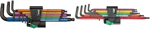 Wera 950 SPKL/9 SM N Multicolour Winkelschlüsselsatz, metrisch, BlackLaser, 9-teilig, 05022089001 & 05024480001 967/9 TX XL 1 Winkelschlüsselsatz, lang, Mehrfarbig, 9-teilig