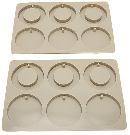 2Pcs Moules en Silicone pour Savon, Moule à Savon à 6 Cavités pour Porte-clés, Moule en Silicone avec Trous de Suspension, Moule Circulaire en Résine époxy pour Chocolat, Cire de Bougie