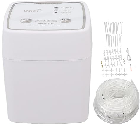 Natudeco Kit De Riego por Goteo WiFi Kit De Riego Automático Control Remoto Bomba Dual Sistema De Riego Automático Solución De Riego por Goteo Digital para 20 Plantas En Macetas