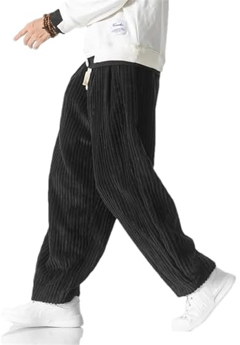 BoShiNuo - Pantaloni da uomo invernali giapponesi con coulisse, harem, casual, jogging, jogginghose, hip-hop, da strada, maschili, Nero , XL