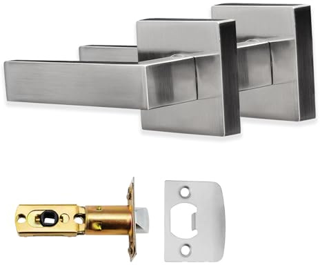XFORT Quad Passage Knob Set Satin Chrome, Door Knob for Internal Wooden Doors, Complete Set with Tubular Latch