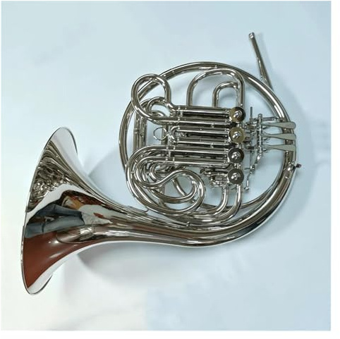 Professionelle Waldhorn Korpus Aus Vernickeltem Messing, Stimmpfeife Aus Kupfernickel, Doppel-Waldhorn Mit 4 Klappen Und Koffer