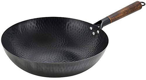 Cacerola Tradicional De Hierro Wok Hecha A Mano, Grande, De Acero Al Carbono, Wok Antiadherente, Cocina De Gas, Sartén, Olla De Cocina