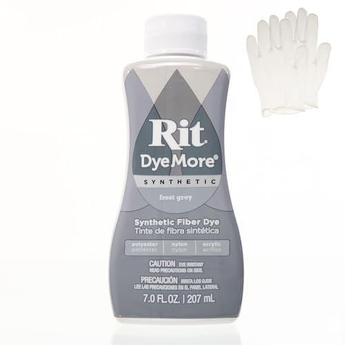 Rit DyeMore Synthetische Flüssigfaserfarbe mit Kunststoffhandschuhen für Kleidung, Dekoration und Basteln, 200 ml, Frostgrau (1 Pack)