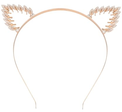 Angoily 1Stk Katzenohren Stirnband, Katzenohren Haarband, Ohr Stirnband mit Strass für Maskerade Weihnachten Party Cosplay