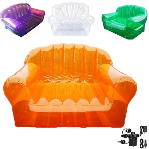 WYEIAHS Klar Aufblasbarer Stuhl Aufblasbare Couch Sitzsack Lazy Sofa Sessel Campingmöbel Verdicktes PVC-Material MAX Hält 220 Pfund für Hinterhof Seeufer Strand Reisen Camping (Orange)