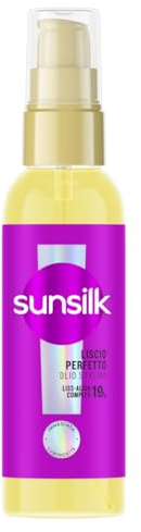 Sunsilk Olio Styling, Linea Liscio Perfetto, Olio per Capelli Lisci, Effetto Anticrespo, Texture Ultra-leggera, con Olio di Argan, Collagene e Biotina, 75ml