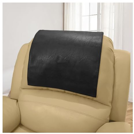 HonunGron Sesselschoner Sesselauflage Relax, Kopfstützenschutz für Rückenlehnen, Kunstleder-Kopfschutz, für Sofa Lehnenschutz Zweiseitig Verwendbar Sofa überzug Relaxsessel (Schwarz)
