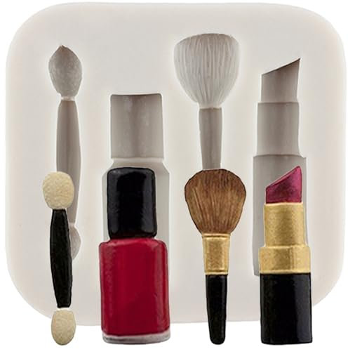 MINFEIDMS Make-up-Design Lippenstift Fondant Silikonformen für Kuchendekoration Cupcake Topper Süßigkeiten Schokolade Gummipaste Polymer Clay