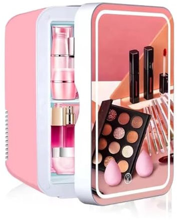 Mini Frigo Cosmetique 8L, Réfrigérateur Portable Fonction De Refroidissement Et De Chauffage Frigo Cosmetique Maquillage for Boissons, Nourriture, Beauté (Color : Pink)