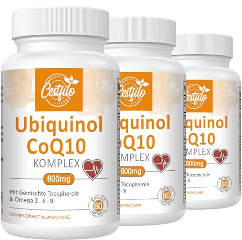 Ubiquinol CoQ10 600 mg Softgelkapseln - Aktive Form von CoQ10 Plus Vitamin E & Omega 3 6 9 - Fortschrittliches Coenzym Q10 (60 stück (3er Pack))