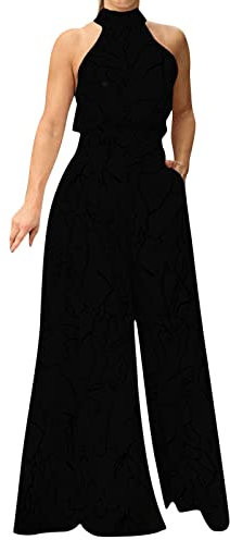 Strampler für Damen, elegant, Hochzeit, Damen-Jumpsuit, Druck, lässiger Strampler, lange Tasche, Spielanzug, Riemen, lockerer Elastan, Yoga-Jumpsuits für Damen, a, 48