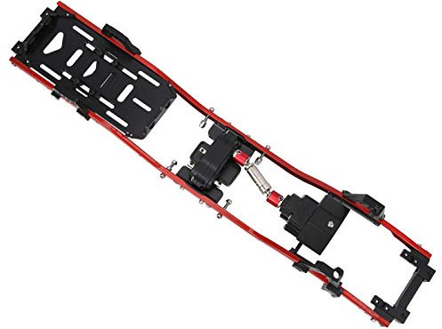 POENVFPO RC-Metallrahmen, 313 Mm Radstand, RC-Auto, CNC-Metallrahmen, Aluminiumlegierung, kein Schneiden, Frontlader-Getriebezubehör für SCX10 90046 90046 (Rot)