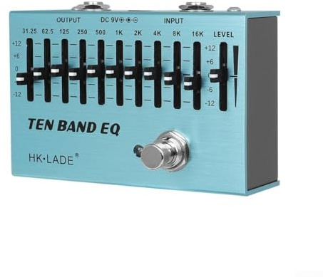 EQ Equalizer Gitarren-Effektpedal, 10-Band-EQ-Pedal für Gitarren-Bass, True Bypass, bequeme Lautstärkeregelung
