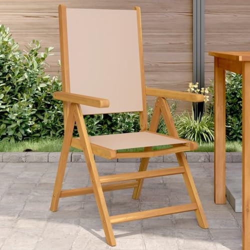 Tidyard Gartenstühle 2 STK. Gartenstuhl Campingstuhl Balkonstuhl Taupe Massivholz Akazie & Stoff