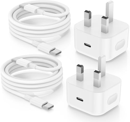 2Pack iPhone 17 16 15 Charger Plug and Cable, 20W Apple Original USB C Charger Plug with 2M Type C to C Fast Charging Cable Lead for iPhone 17 Pro Max/16 Pro/16 Pro Max/15 Pro/15 Plus/iPad Pro Air
