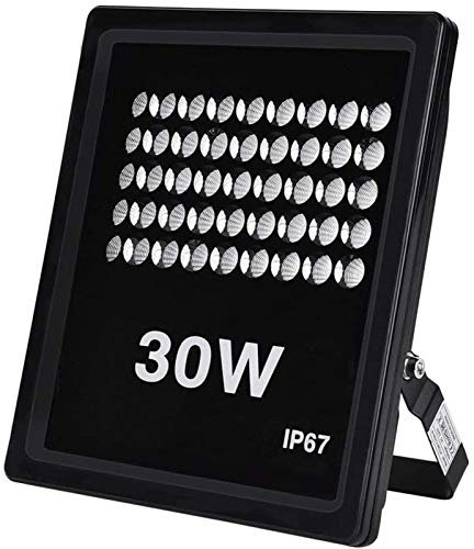 IUBGFTO Proyector Proyector 100W, IP67 Impermeable, Proyector LED Industrial para Exterior, Resistente al Agua, 10000LM, 6000K Blanco para Foco para Jardín, Garaje, Bodega y Patio (Blanco Cálido 30W)