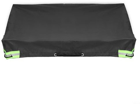 FUANA Copertura impermeabile per rimorchio, resistente, con corda, impermeabile, antipolvere, resistente al sole, copertura per rimorchi, 208 x 114 x 13 cm (Nero)