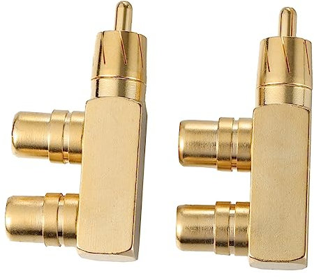 HOMSFOU 2pcs Right Angle Audio Splitter Adapter Copper Male to Dual Female Connector for Speakers Headphones and Systems Design for Tight Spaces