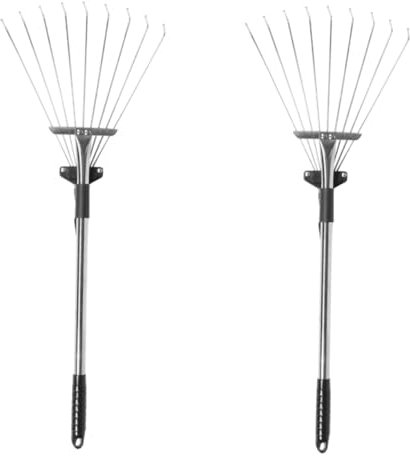 Supvox Edelstahls Tange Mit 9 Zähnen Rechen Für Blätter Tragbarer Handrechen Für Die Gartenarbeit Rasen Teichrechen Erweiterbarer Klappbarer Laubrechen Faltbar Kanten Aluminiumlegierung
