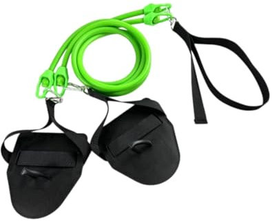 F Fityle Schwimmtrainer Armstärke Schwimmtrainingsgürtel tragbar mit Paddel Schwimmwiderstand Übung Band, GrÜn
