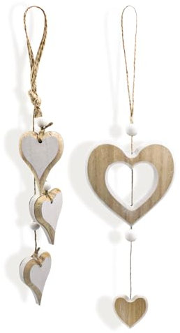 2 Colgantes Colgantes de Madera con Forma de corazón, decoración para Colgar en la Puerta, decoración para Bodas, decoración del hogar, Regalos para Invitados, Grosor 1,5 cm